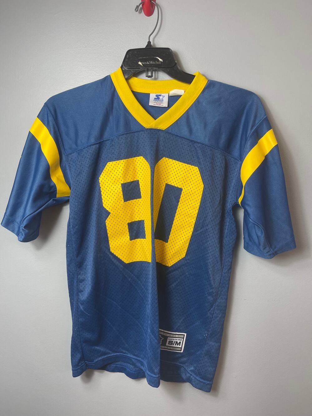 Vintage 90s Starter NFL Rams Blue Yellow Mesh Football Jersey Size S/M